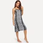 Shein Snake Skin Print Lace Trim Cami Dress