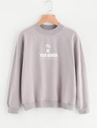 Shein Vented Hem Graphic Pullover