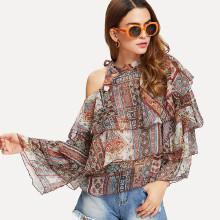 Shein Tiered Ruffle Chiffon Blouse