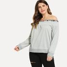 Shein Plus Off Shoulder Letter Pullover