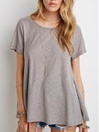 Shein Grey Crew Neck Short Sleeve Loose T-shirt