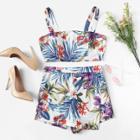 Shein Thick Strap Crop Tropical Top