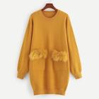 Shein Faux Fur Pocket Patched Knit Dress