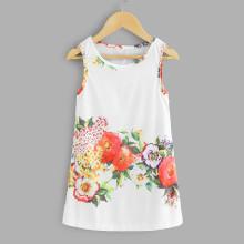 Shein Girls Floral Print Sleeveless Dress