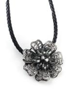 Shein Black Gemstone Flower Necklace