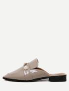Shein Apricot Pearl Design Patent Leather Loafers