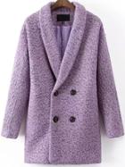Shein Purple Lapel Double Breasted Woolen Coat