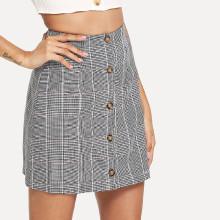 Shein Button Up Plaid Skirt