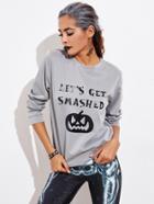 Shein Pumpkin & Slogan Print Pullover