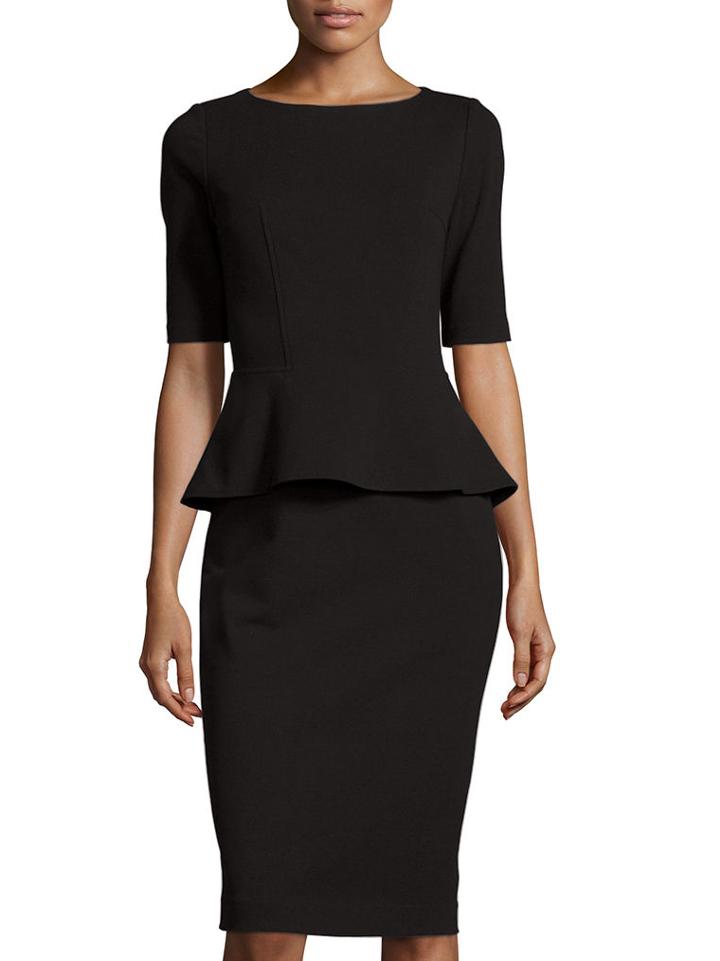 Shein Black Round Neck Half Sleeve Ruffle Dress