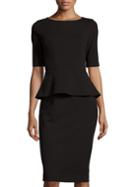 Shein Black Round Neck Half Sleeve Ruffle Dress