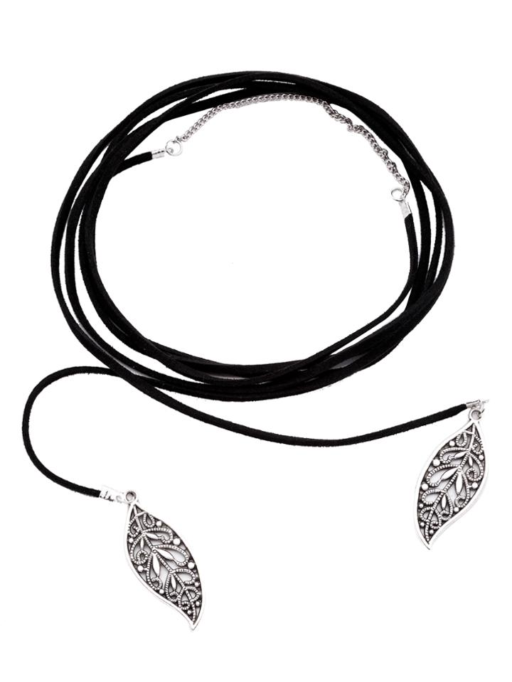 Shein Black Leaf Shaped Layered Velvet Choker