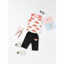 Shein Boys Watermelon Print Vest With Plain Shorts