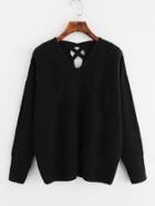 Shein Crisscross Back Eyelet Detail Jumper
