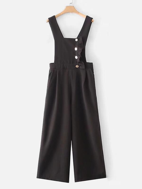 Shein Ruffle Trim Wide Leg Jumpsuit