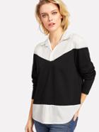 Shein Contrast Panel High Low Shirt