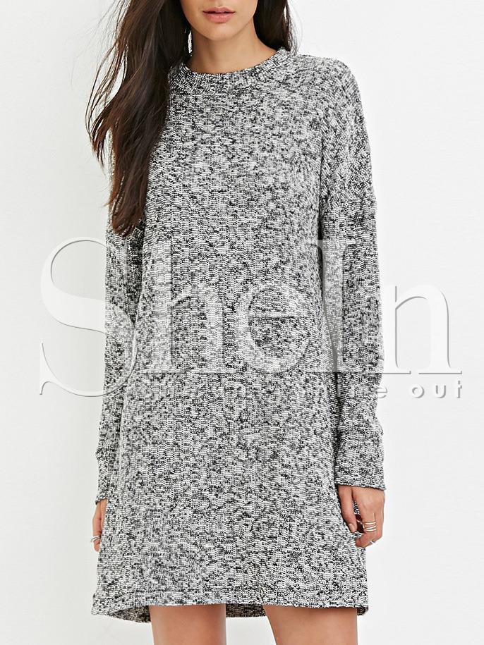Shein Grey Crew Neck Sweater Dress