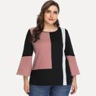 Shein Plus Cut And Sew Panel Blouse