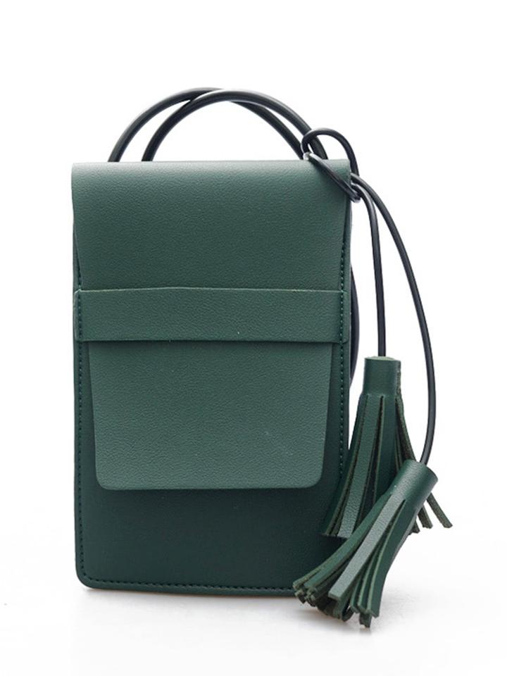 Shein Double Tassel Flap Pu Shoulder Bag
