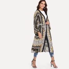 Shein Leopard Print Tie Waist Kimono