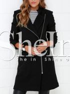Shein Black Zipper With Button Coat