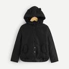 Shein Girls Button Up Ear Hooded Jacket
