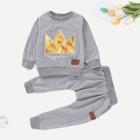 Shein Toddler Boys Crown Print Sweatshirt & Pants