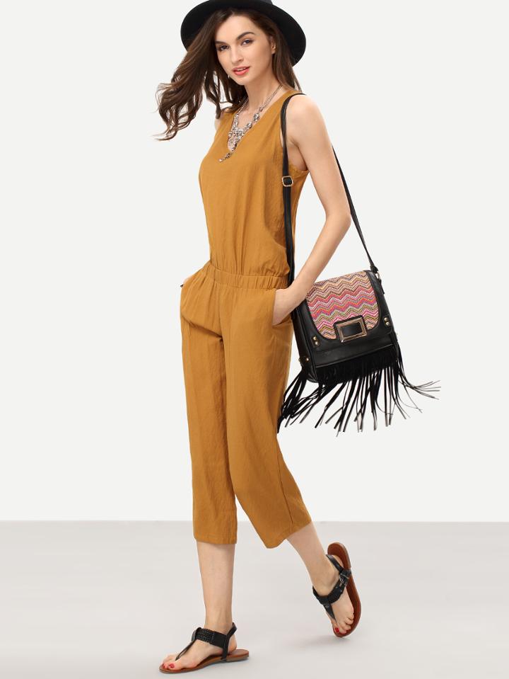 Shein Cutout Tie-back Sleeveless Jumpsuit
