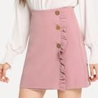 Shein Frill Decoration Button Front Skirt