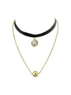 Shein White Multi Layers Chain Necklace Pu Leather Tattoos Choker Necklace