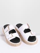 Shein White Buckle Design Espadrille Slide Sandals