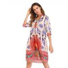 Shein Graphic Print V Neck Dress