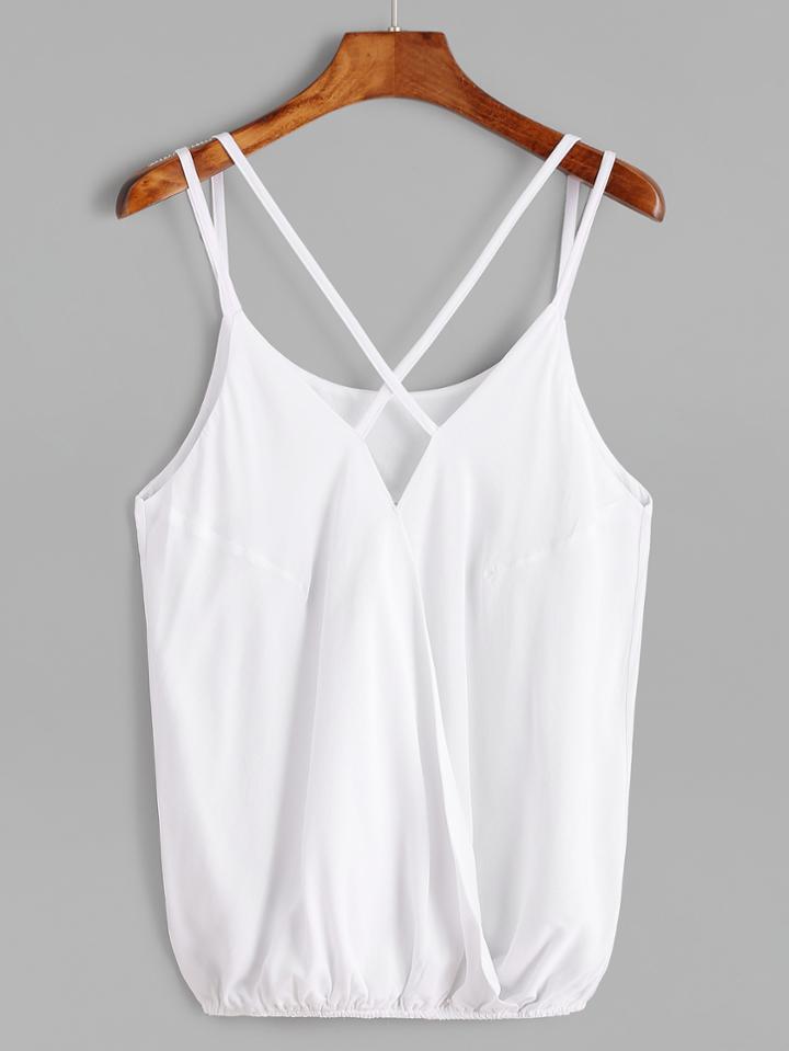 Shein White Criss Cross Back Strappy Cami Top
