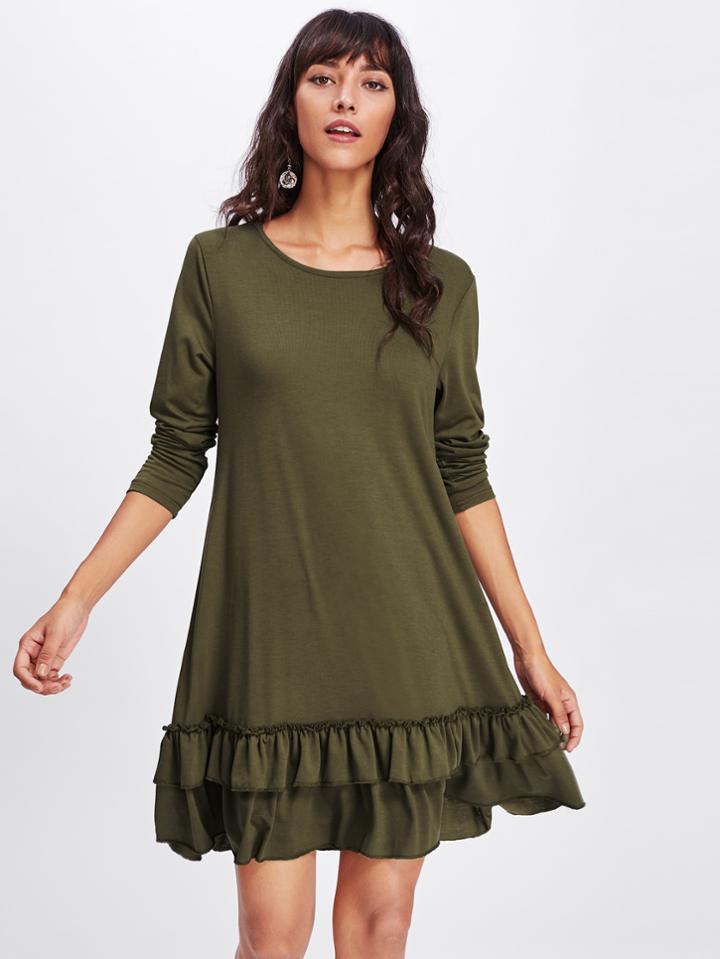 Shein Layered Frill Hem Knit Dress
