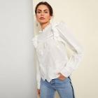 Shein Pompom Embellished Eyelet Embroidered Top