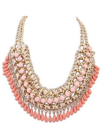 Shein Pale Pink Bead Braid Necklace