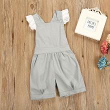 Shein Girls Contrast Lace Overalls