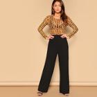 Shein Mesh Contrast Greek Fret Jumpsuit