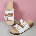 Shein Double Buckled Strap Cork Footbed Sandal White