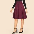 Shein 70s Lace Up Wide Waistband Suede Skirt