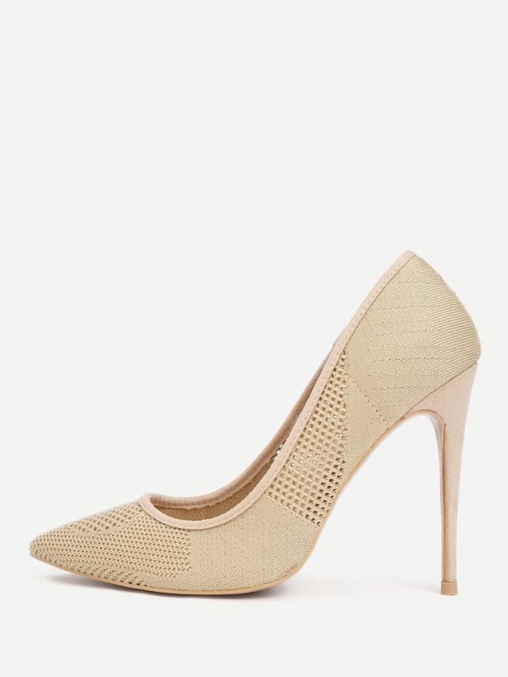 Shein Knit Design Pointed Toe Stiletto Pumps