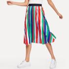 Shein Wide Waist Colorful Striped Skirt