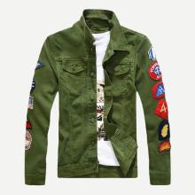 Shein Men Patched Detail Solid Denim Jacket