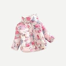 Shein Toddler Girls Floral Print Single Breasted Jacket