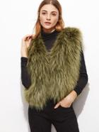 Shein Army Green Faux Fur Vest