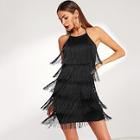 Shein Layered Fringe Detail Halter Dress