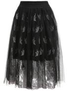 Shein Black Embroidered Mesh Skirt