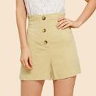 Shein Button Front Elastic Waist Shorts