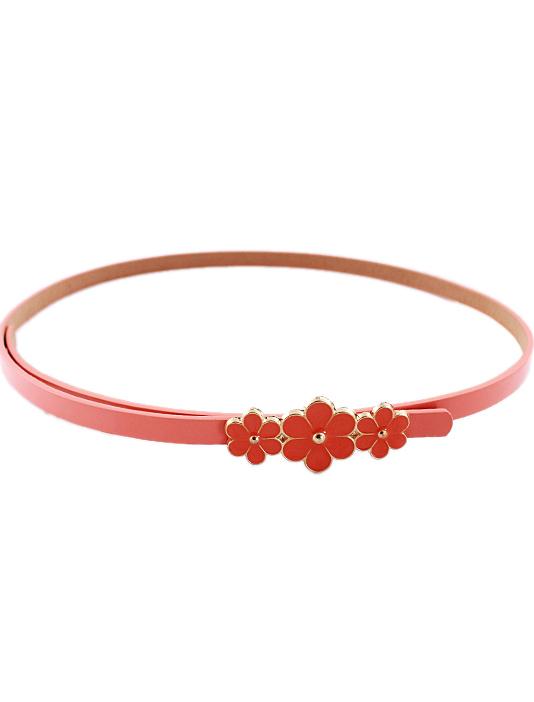 Shein Orange Glaze Flowers Embellished Belt