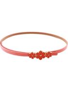 Shein Orange Glaze Flowers Embellished Belt
